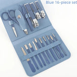 16-Piece Nail Care Set, Portable Professional Manicure and Pedicure Kit, Blue