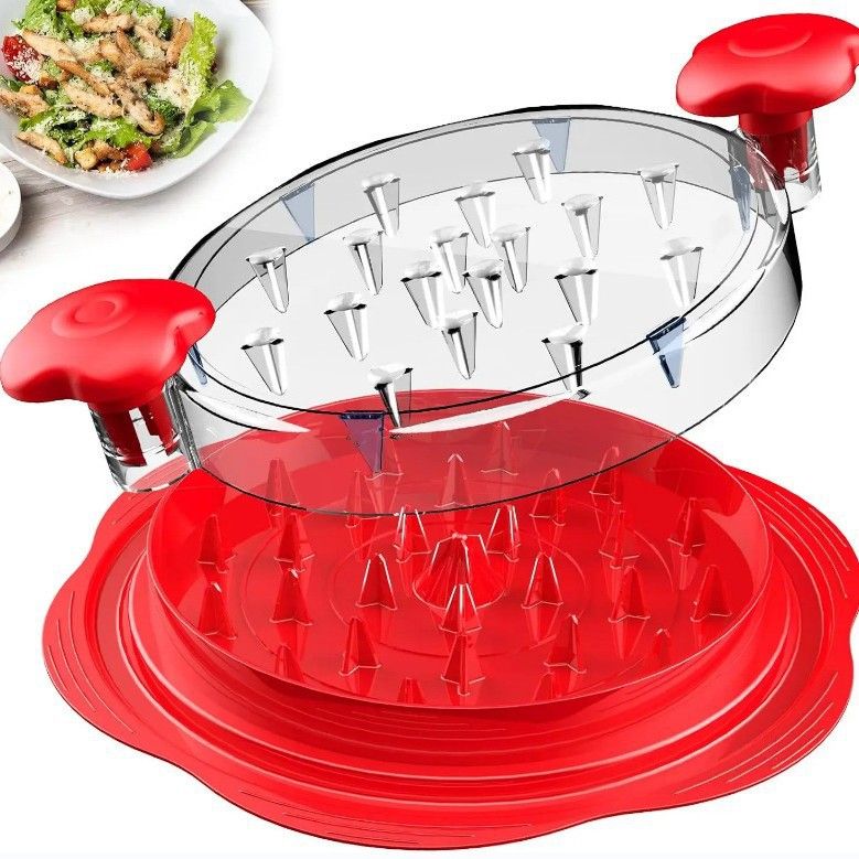 Upgraded Meat Shredder Tool with Anti-Slip Base and Ergonomic Grips, Red