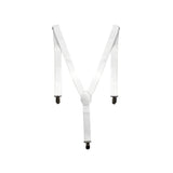 Men's Elastic Suspenders with Strong Clip-On Braces, Adjustable Slim Formal Style, White