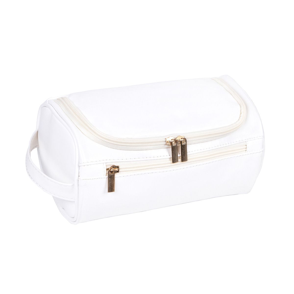 Large PU Leather Travel Toiletry Bag, Waterproof Portable Makeup Organizer, White
