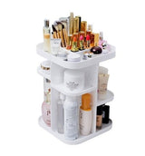 360 Rotating Makeup Organizer, Large Capacity Cosmetic Storage for Bedroom and Bathroom, White