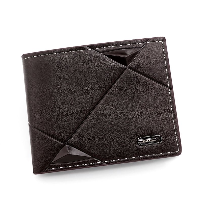 Men's PU Leather Bifold Wallet with Zipper Coin Pocket, Card Slots and ID Window, Dark Brown