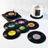 6 Pack Vinyl Record Drink Coasters with Record Player Holder, Retro Cup Mats, 10.5 cm