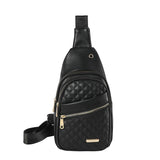 Women's Quilted Sling Bag, Stylish Crossbody Shoulder Backpack, Black