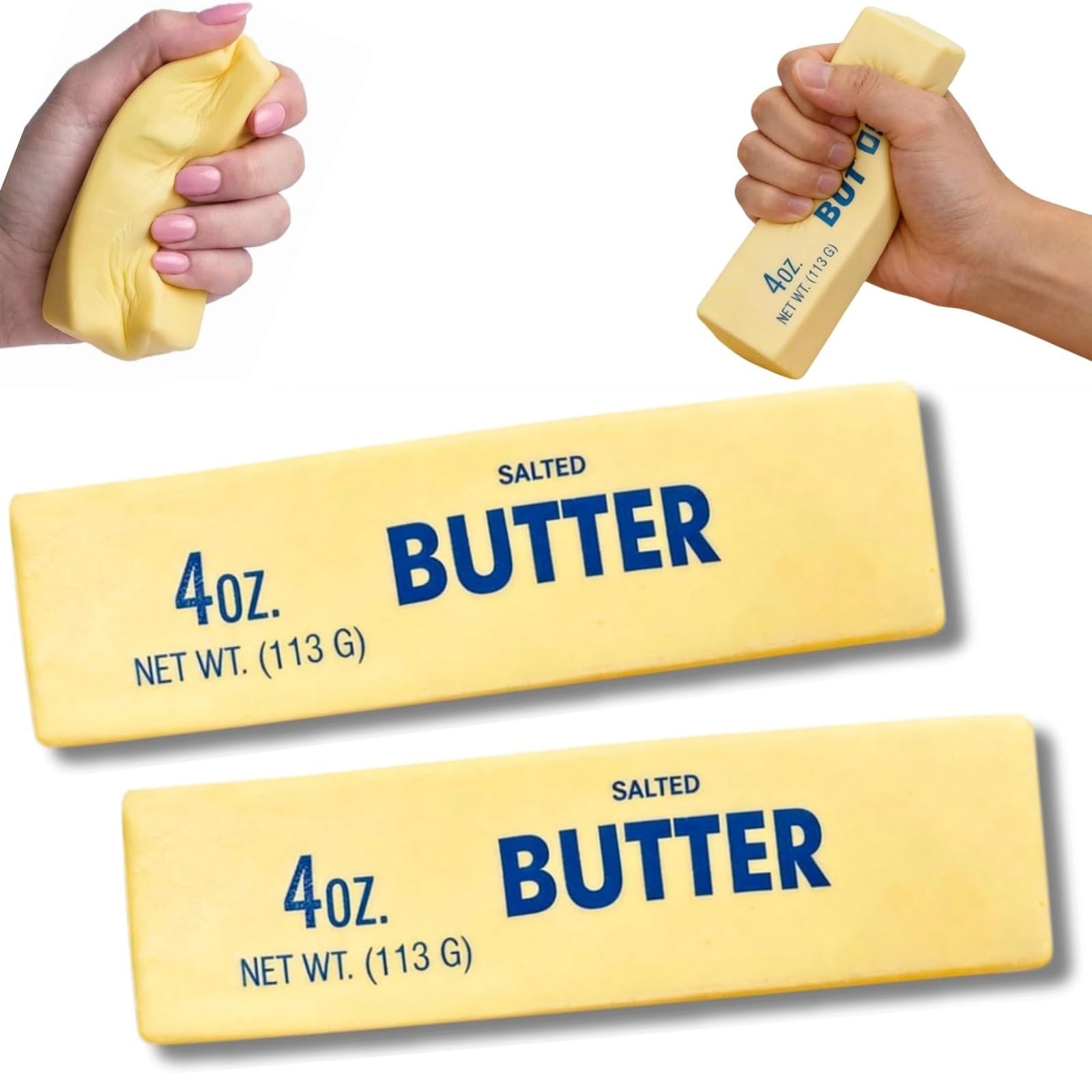 2-Pack Butter Stick Squishy Set, Soft Slow-Rise Squeeze Desk Accessories, Yellow
