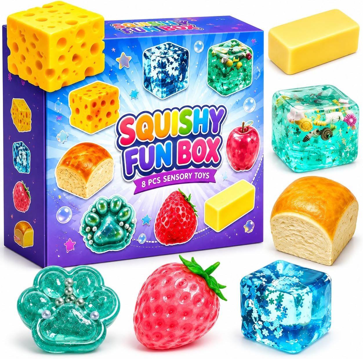 8-Piece Squishy Surprise Box Set, Slow-Rise Assorted Styles