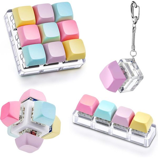4-Pack Keyboard Clicker Keychains, Button Click Desk Accessories