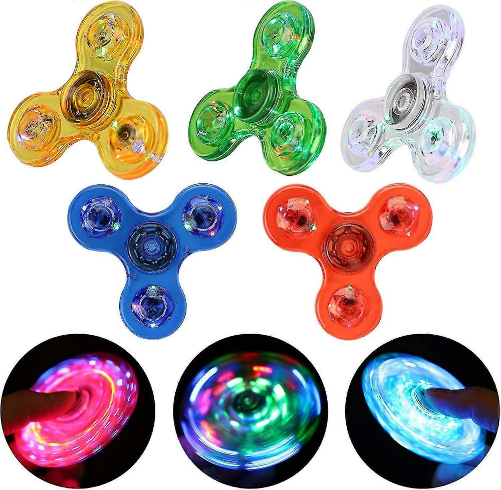 5-Pack Light-Up Transparent Spinners, Assorted Colors