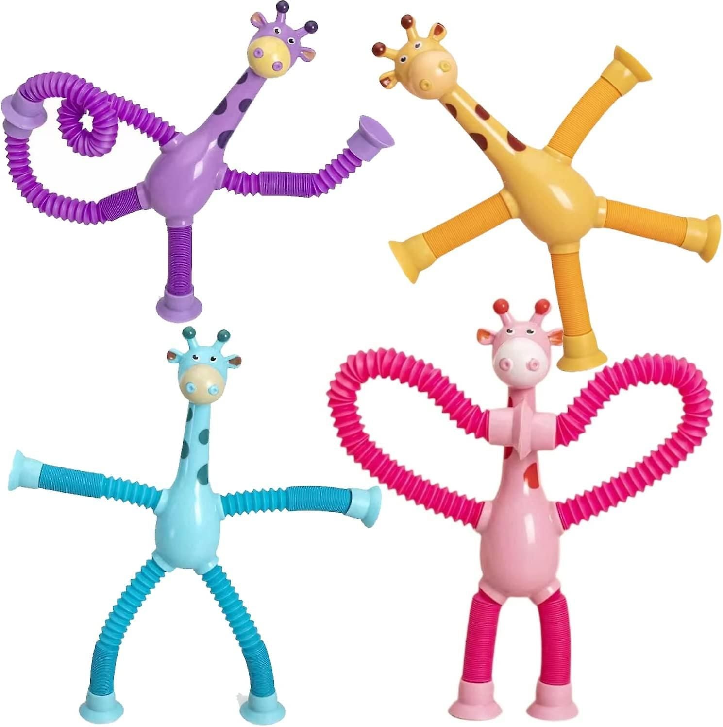 4-Pack Telescopic Suction Cup Giraffe Set, Stretch Tube Items, No Lights