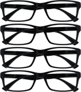 Black Reading Glasses 4-pack Value Designer Style Men Women(+1.00)