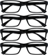 Black Reading Glasses 4-pack Value Designer Style Men Women(+1.50)