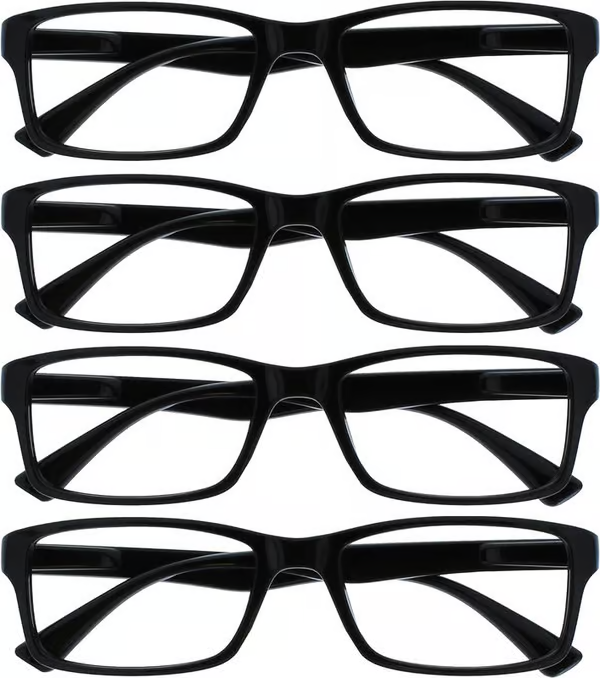 Black Reading Glasses 4-pack Value Designer Style Men Women(+4.00)