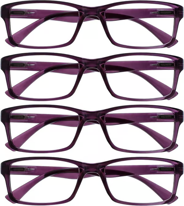 Purple Reading Glasses 4-pack Value Designer Style Men Women(+1.00)