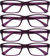 Purple Reading Glasses 4-pack Value Designer Style Men Women(+2.00)
