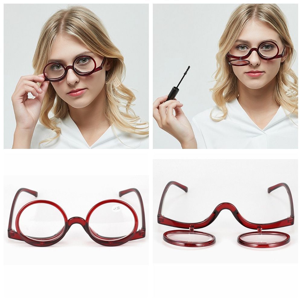 Rotating Magnifying Glass Makeup Glasses Glasses +1.0~+4.0 red rode pcsrength 1.0