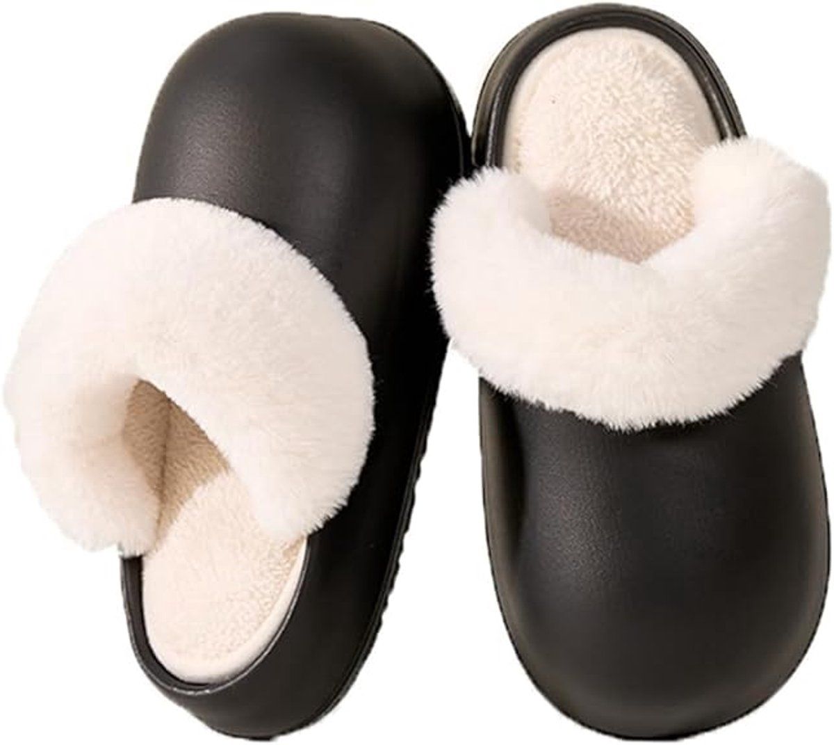 Womens Winter Slippers Waterproof Removable Lining Black, Size 36-37, 23 cm