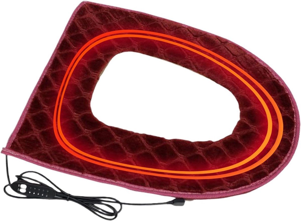 USB Heated Toilet Seat 5 Level Heating with Timer Burgundy