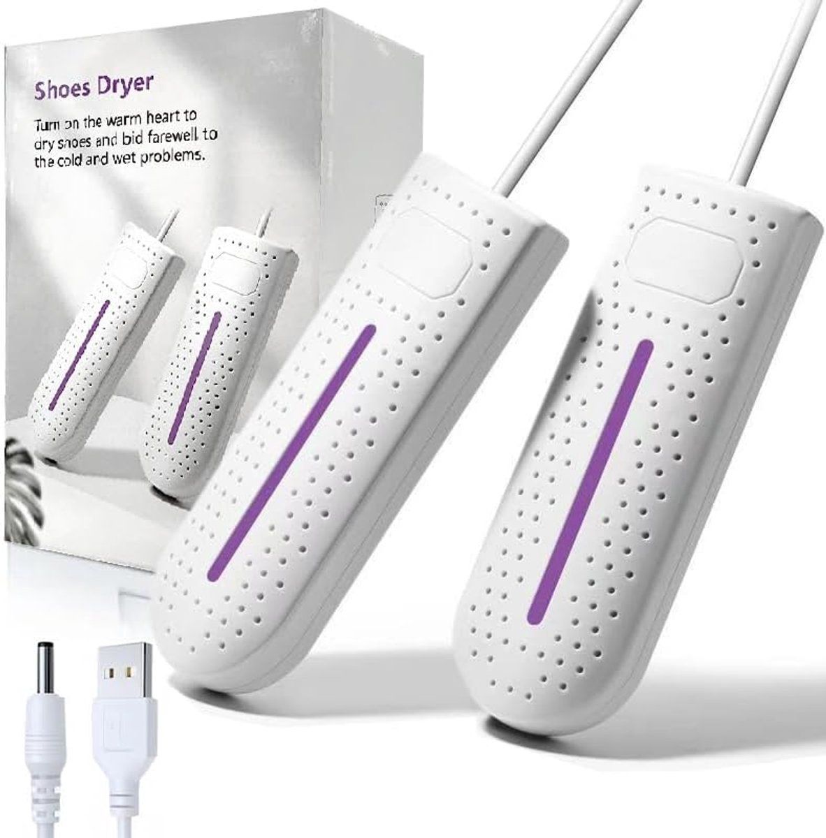 USB Shoe Dryer Portable Heater for Shoes Socks and Gloves White, 16.5 x 6 cm