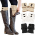 3 Pair Knitted Leg Warmers Button Cable Knit Black Beige White
