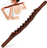 Wooden Massage Roller 31 Bead Gua Sha Lymphatic Drainage Tool Brown, 59 cm