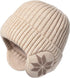 Winter Earmuff Hat Plush Knitted Fleece Lined Beige