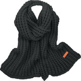 Knitted Winter Scarf Windproof Unisex Black, 160 x 23 cm