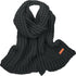 Knitted Winter Scarf Windproof Unisex Black, 160 x 23 cm