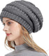 Womens Slouchy Ski Hat Warm with Satin Lining Dark Gray, 52-60 cm