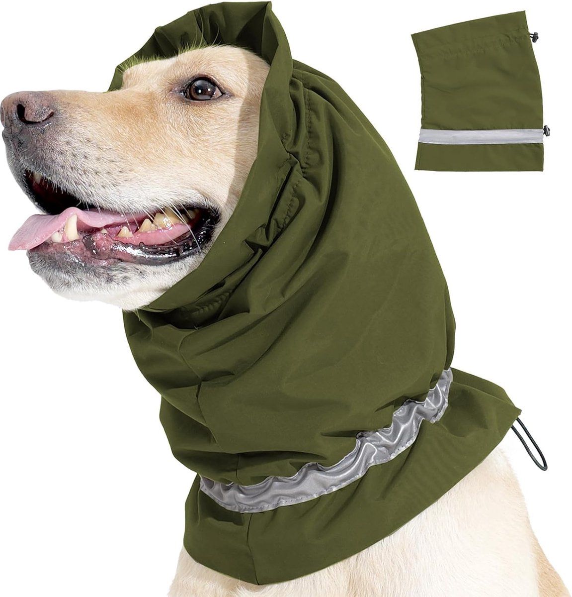 Dog Winter Earmuffs Calming Waterproof Snowproof Army Green, Size L, 50-64 cm