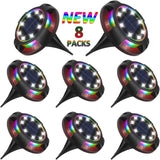 8-Pack Solar Ground Lights 12 LED Waterproof Landscape Path Lights Multicolor