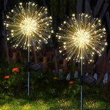 2-Pack 120 LED Solar Firework Garden Lights for Patio and Flower Boxes White