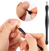 Cuticle Remover & Cuticle Pusher in 1 | Cuticle Cutter | Cuticle Remover | Cuticle Clipper | Cuticle Pusher | Stainless Steel / Plastic | Black