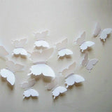 3D White Butterflies (12 pieces) - Wall Sticker / Wall Decoration for Children's Room / Nursery / Living Room