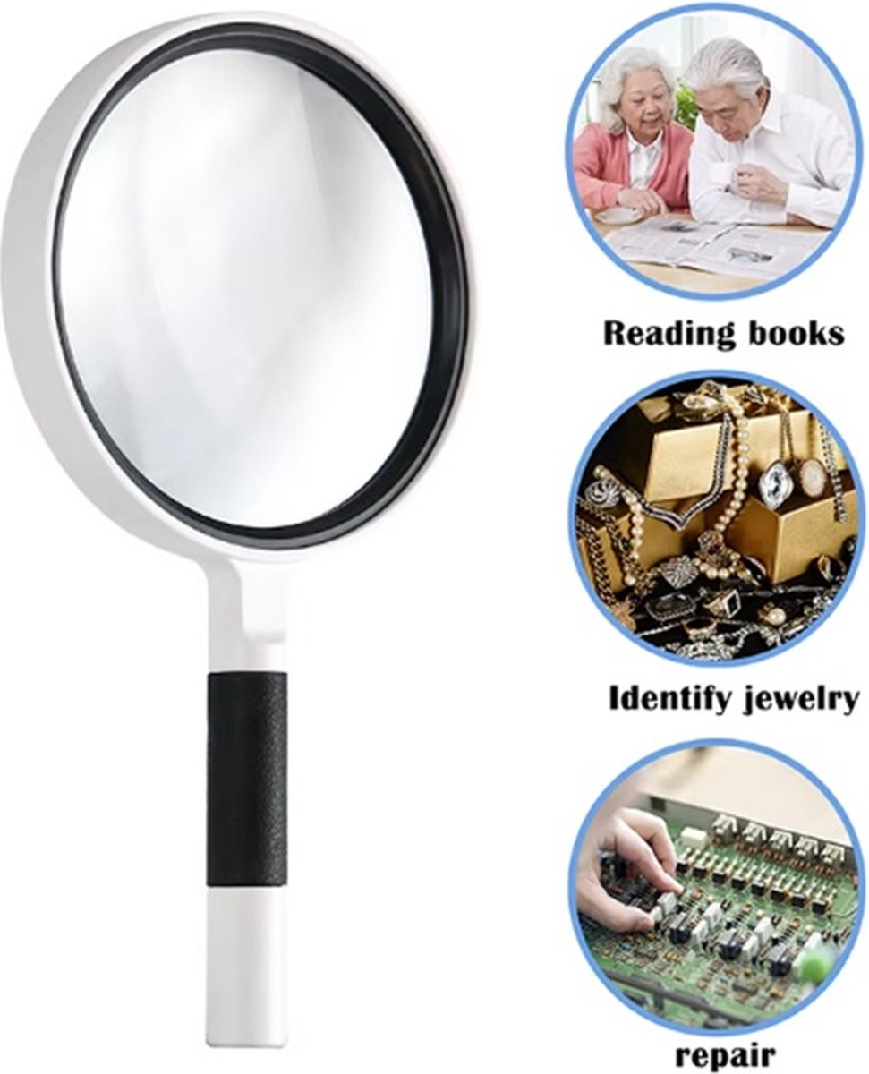 Luxury Magnifying Glass | Reading Magnifier | Handheld Magnifying Glass | Magnifying Glass | Insect Magnifying Glass | Magnifying Glass | 75 mm | 3X Magnification | Black and White