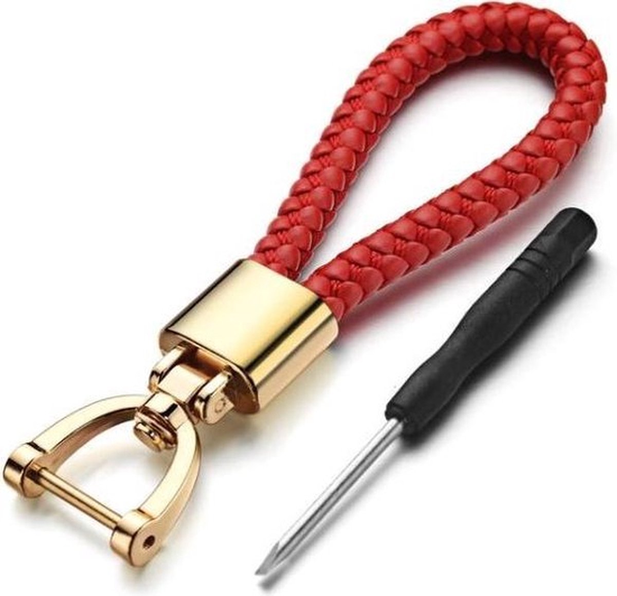 Car Keychain | Key Holder | Leather Keychain | Universal | Red / Gold