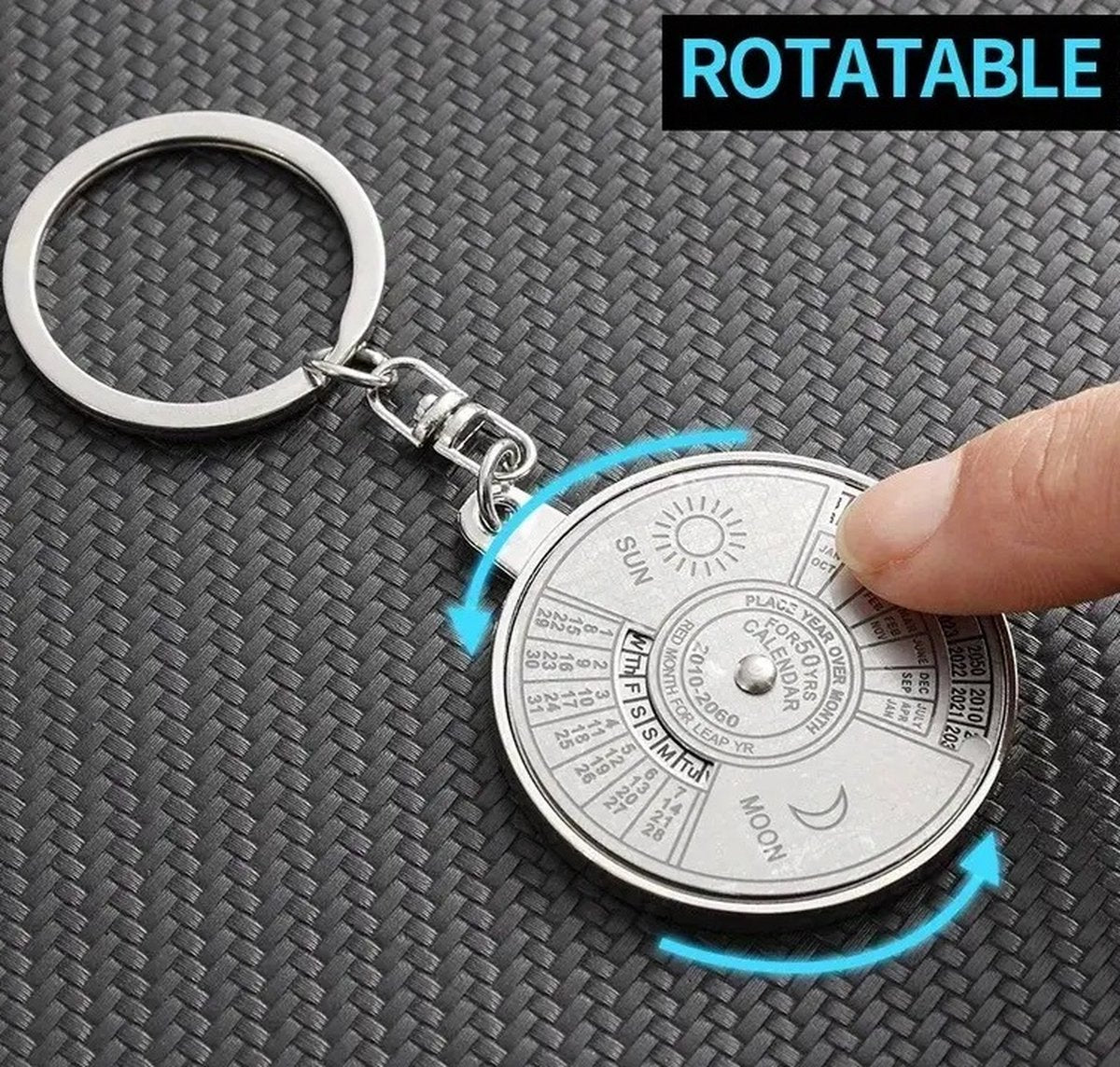 50 Years Keychain | Perpetual Calendar | Calendar Keychain | Stainless Steel | Silver