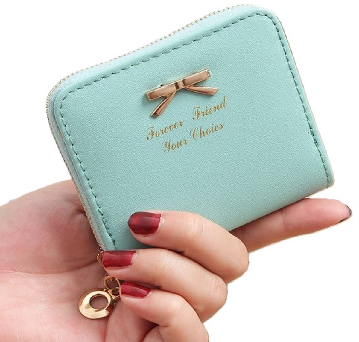 Ladies' Wallet & Card Holder with Bow | Holds 8 Cards | Credit Card Holder | With Cash Compartment | Card Holder | Wallet | PU Leather | Green