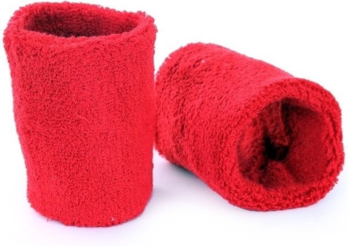 Red wrist sweatbands for adults set of 2 - Sports bands