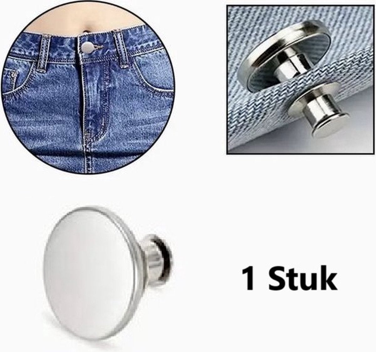 Jeans Button with Snap | Universal Jeans Button Pin | Jeans Buttons | Replacement Buttons | Jeans Button | Silver | 1 Piece