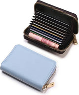 Card Holder with Anti-RFID | Credit Card Holder | With Cash Compartment | Card Holder - Wallet | PU Leather | Wallet | Light Blue