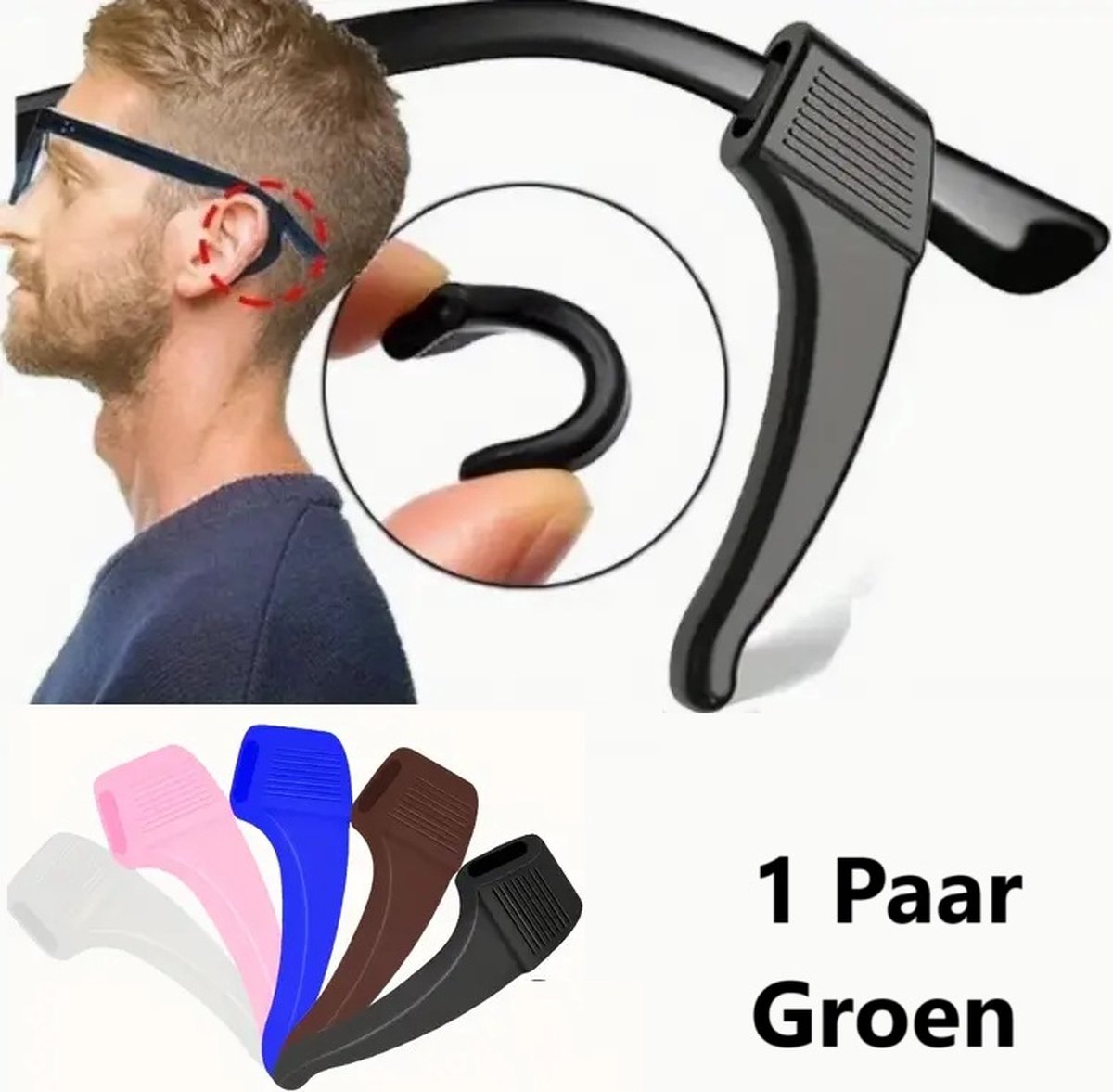 Anti-slip Ear Hooks for Glasses | Glasses Hooks | Glasses Holders | Sunglasses Hook | Silicone | Green | 2 Pieces