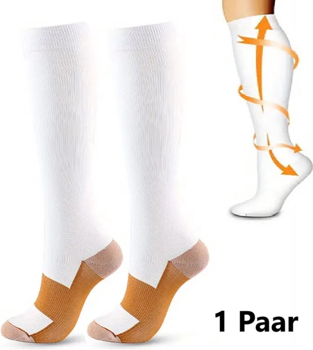 Sports Socks | Running Socks | Running | Fitness Socks | Copper Compression Socks | Support Socks | Airplane Socks | Size L/XL (40-47) | White