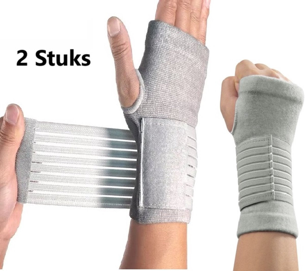 Grey wrist brace with adjustable Velcro closure