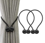 Set of 2 Magnetic Curtain Holders | Curtain Tieback | Curtain Holder | Magnetic Curtain Cord | Curtain Buckle | Universal | Black