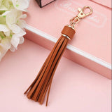 Tassel keychain | leather (PU) / women / men / bag charm / car - leather lanyard CORAL RED