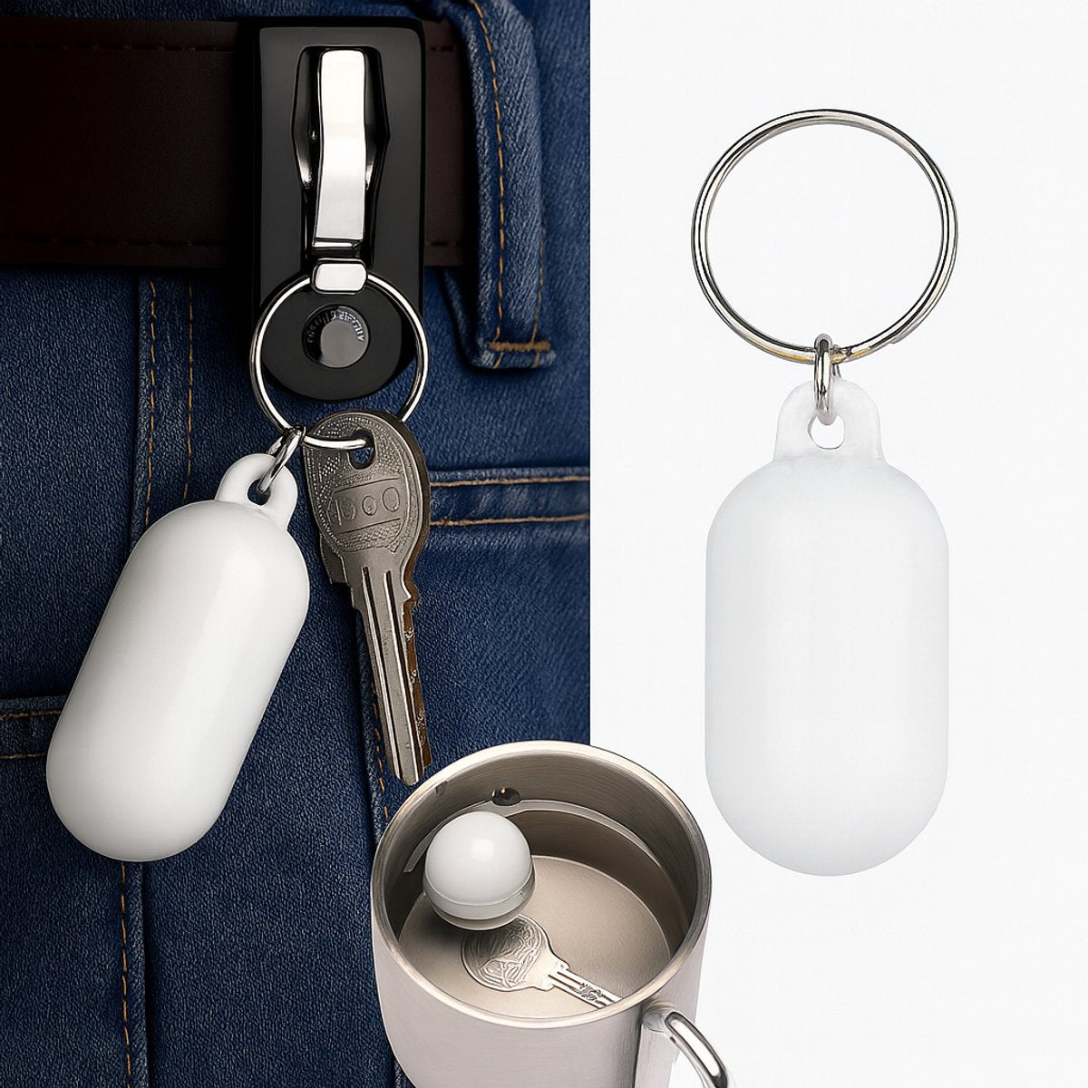 Floating Keychain I ABS I Bumper I Key Driver I Floating I Oval I White