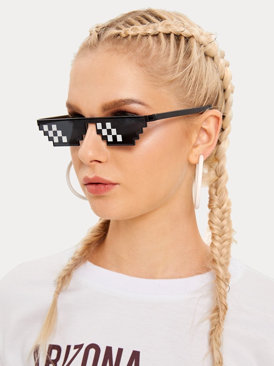 Marvies Thug Life Sunglasses | Black | 6 Pixels | Black | Sunglasses | Glasses