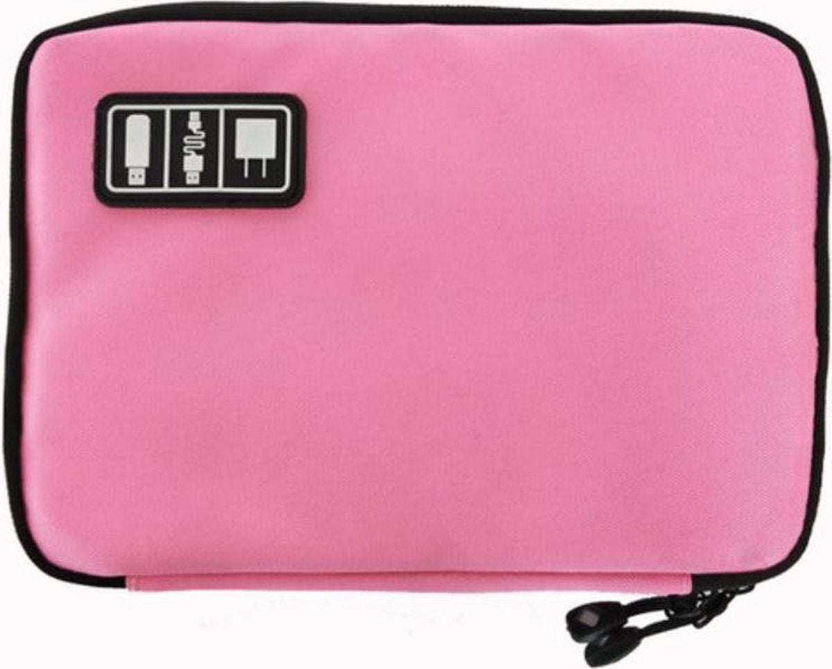 Cable and gadget organizer, Organizer for USB stick/mobile phone/cables/power bank - Light pink
