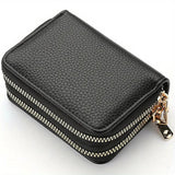Luxury Double Zipper Wallet & Card Holder | Wallet | For Letters, 11 Cards & Coins | PU Leather | Black