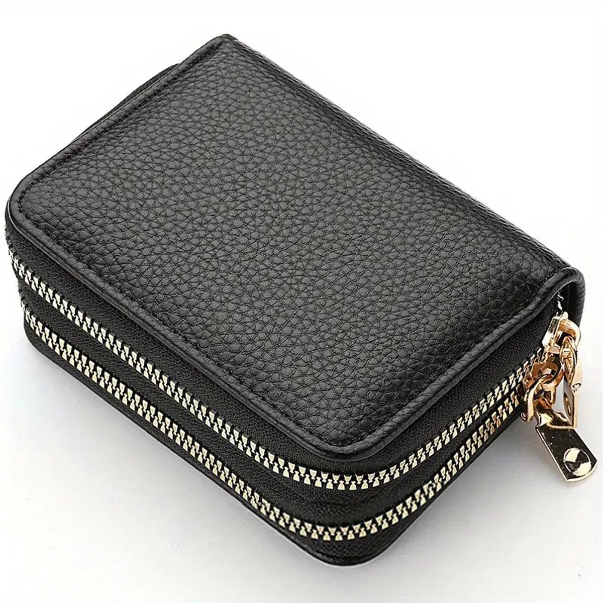 Luxury Double Zipper Wallet & Card Holder | Wallet | For Letters, 11 Cards & Coins | PU Leather | Black